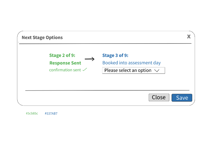 Screenshot of next stage modal in accadamy portal